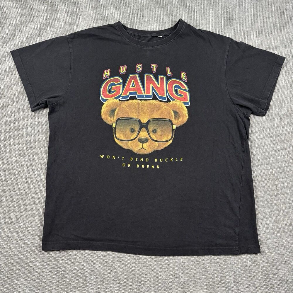 Hustle Gang Teddy Bear Sunglasses T-Shirt 3XL Black Graphic Tee Streetwear Dope